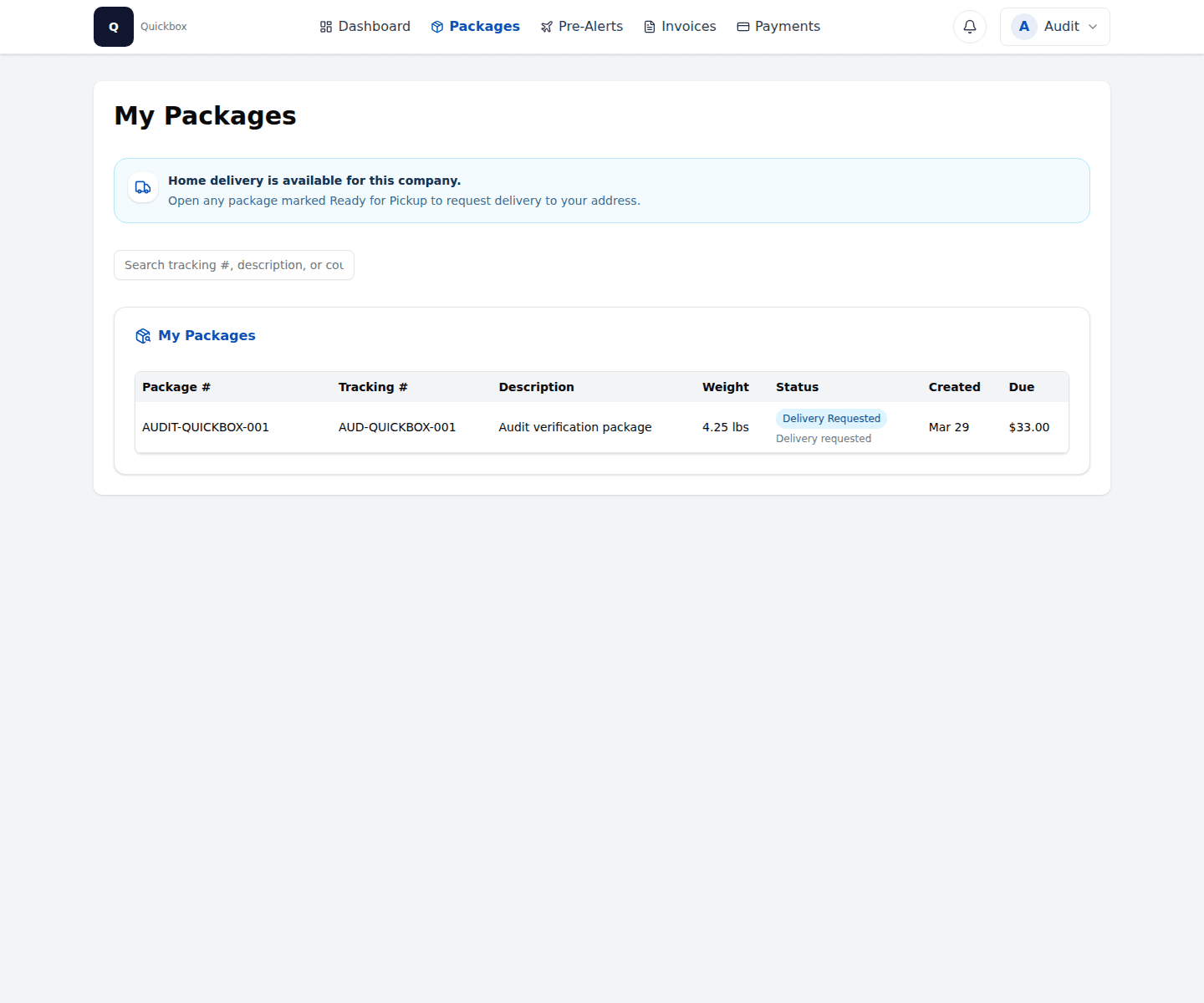 Customer package view